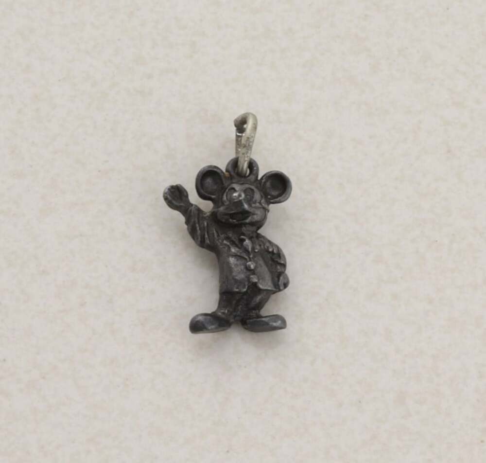 Sterling Silver Vintage Mickey Mouse Disney Charm 1" x 1/2" Dark Patina
